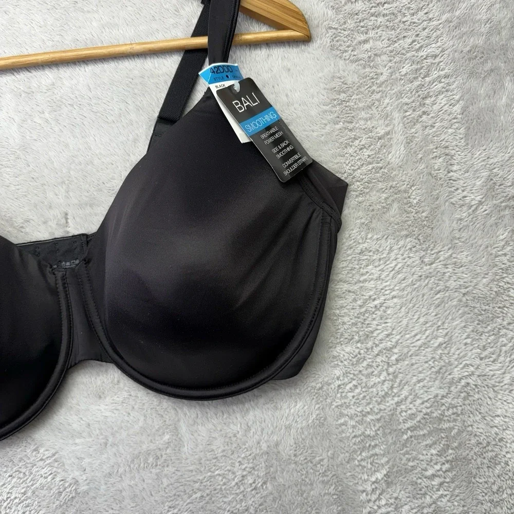 Bali Womens Bra 42DDD Black Style DF6548 Smoothing Underwire Mesh Breathable